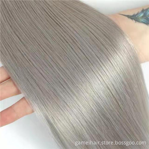 Top Silver Bundles With Closure Grey virgin raw Human Hair extensions Weaving For Braiding